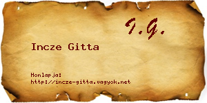 Incze Gitta névjegykártya